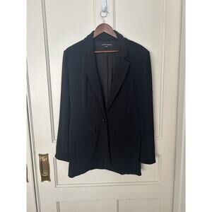Boston Proper Longer Length Jersey Blazer Womens Size 14 Black Classic Preppy